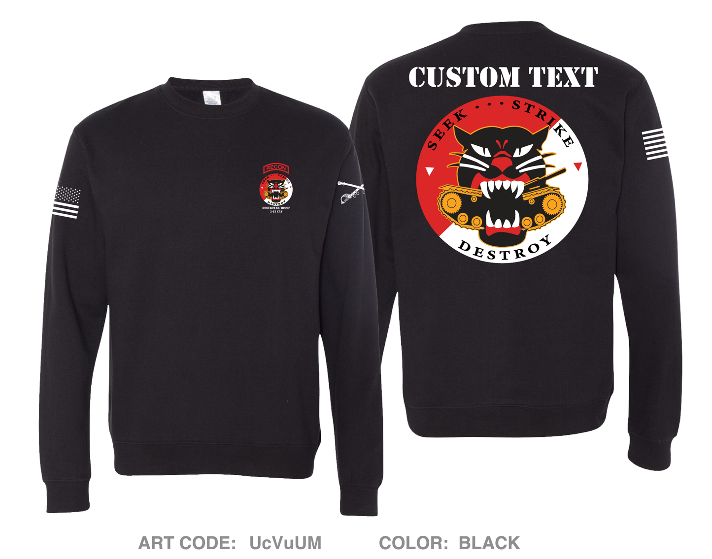 CUSTOM Destroyer Troop 2-15 CAV Comfort Unisex Crewneck Sweatshirt - UcVuUM