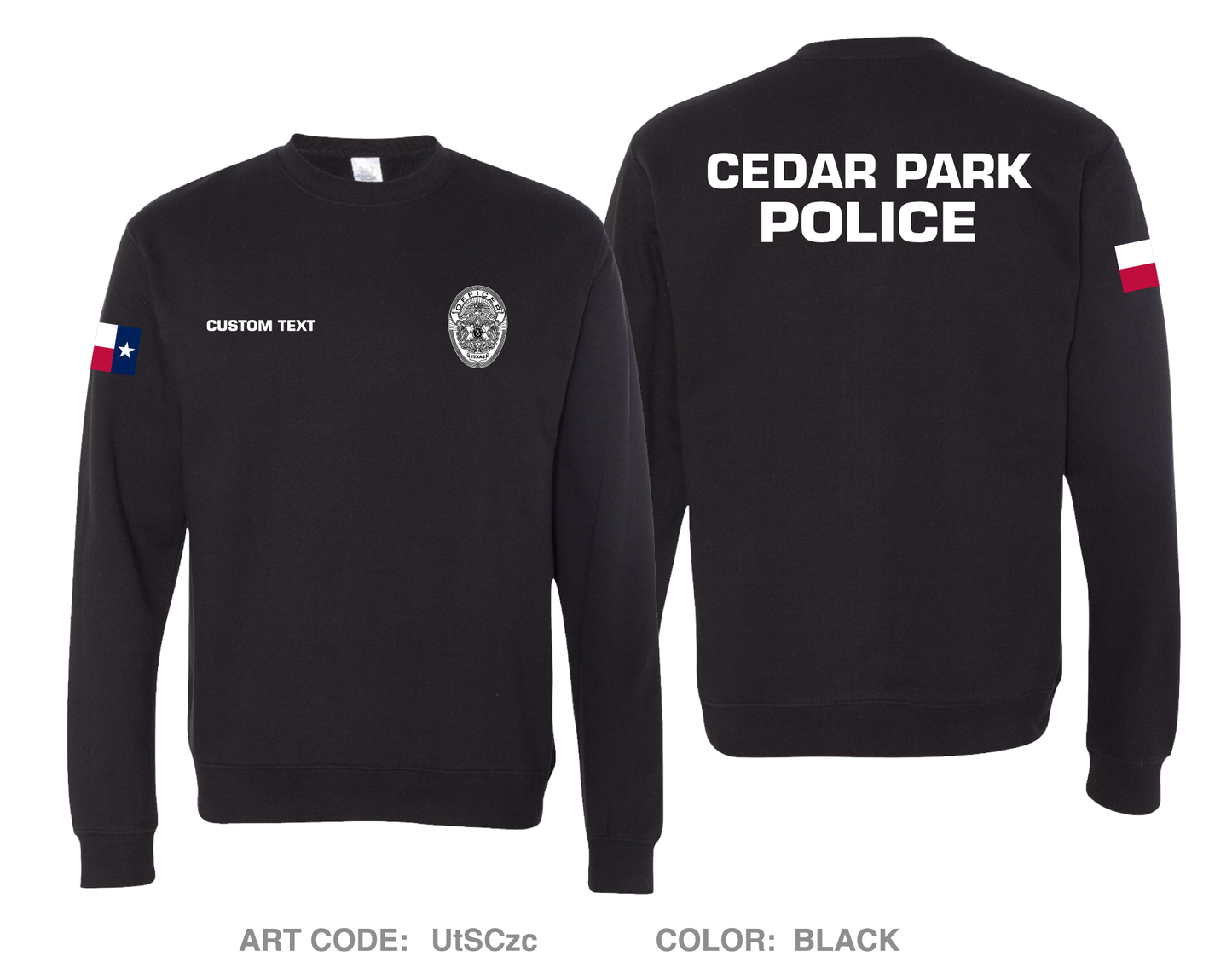 CUSTOM Cedar Park Police Department Comfort Unisex Crewneck Sweatshirt - UtSCzc