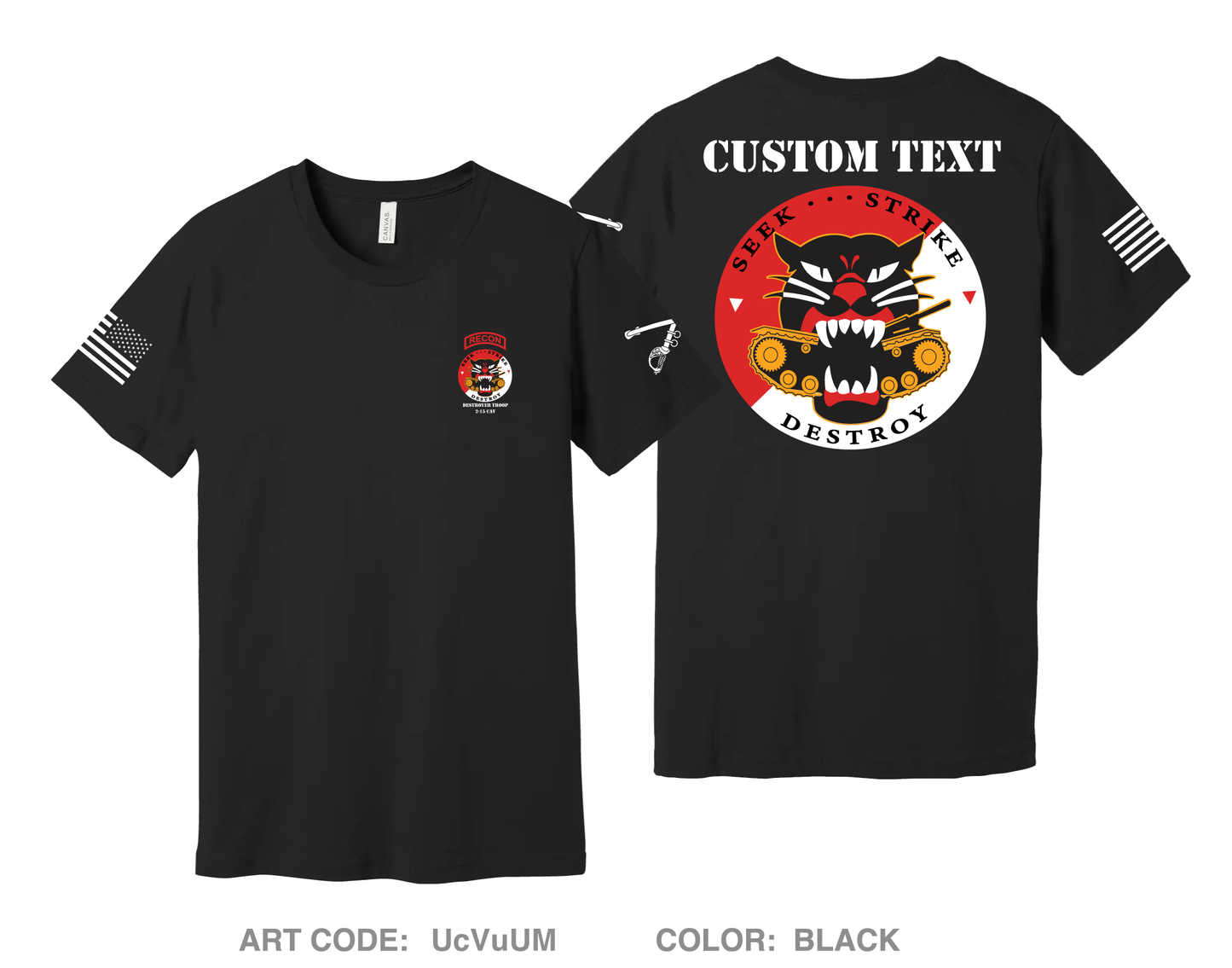 CUSTOM Destroyer Troop 2-15 CAV Comfort Unisex Cotton SS Tee - UcVuUM