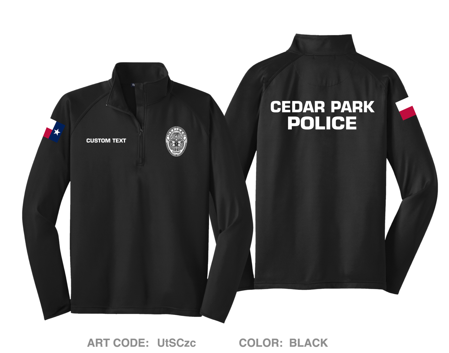 CUSTOM Cedar Park Police Department Hi-Tech Performance Quarter-Zip Fleece Jacket - UtSCzc