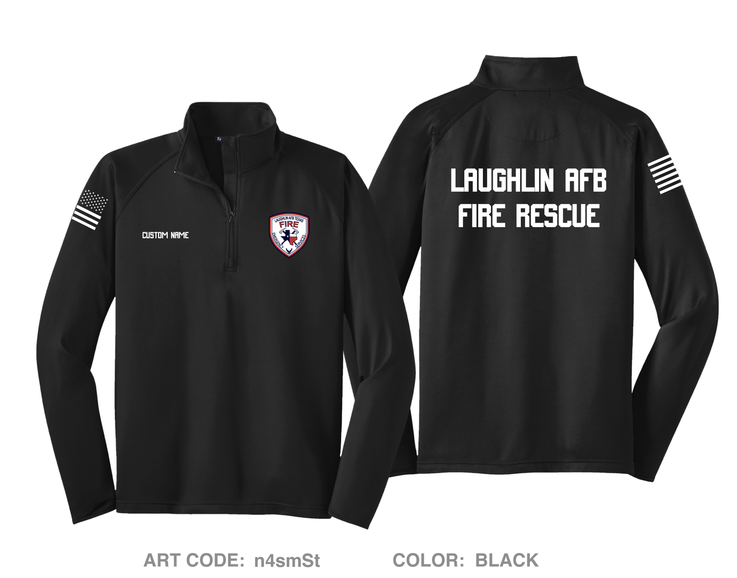 CUSTOM Laughlin AFB Fire Department Hi-Tech Performance Quarter-Zip Fleece Jacket - n4smSt