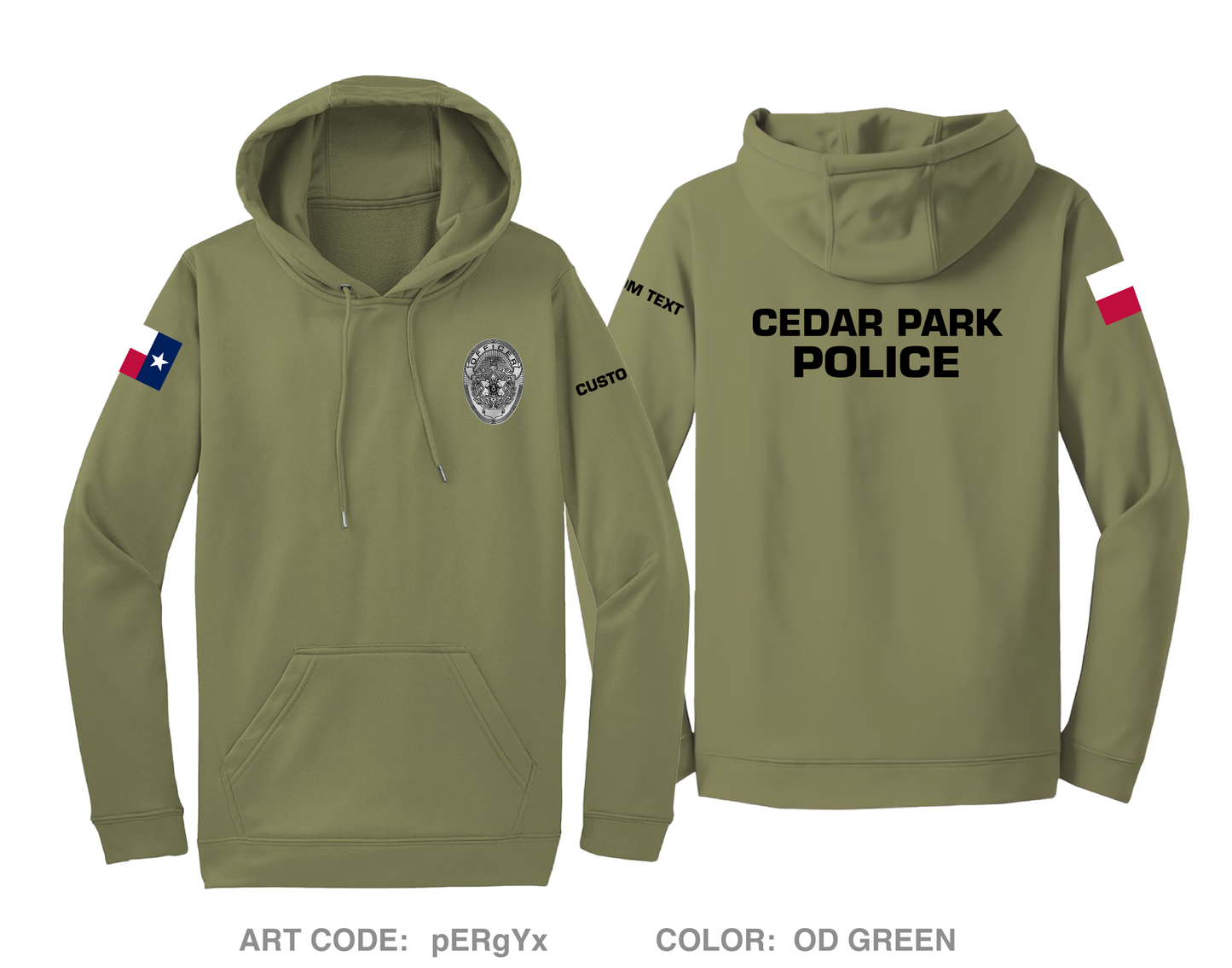 CUSTOM Cedar Park Police Department Hi-Tech Performance Hoodie - pERgYx