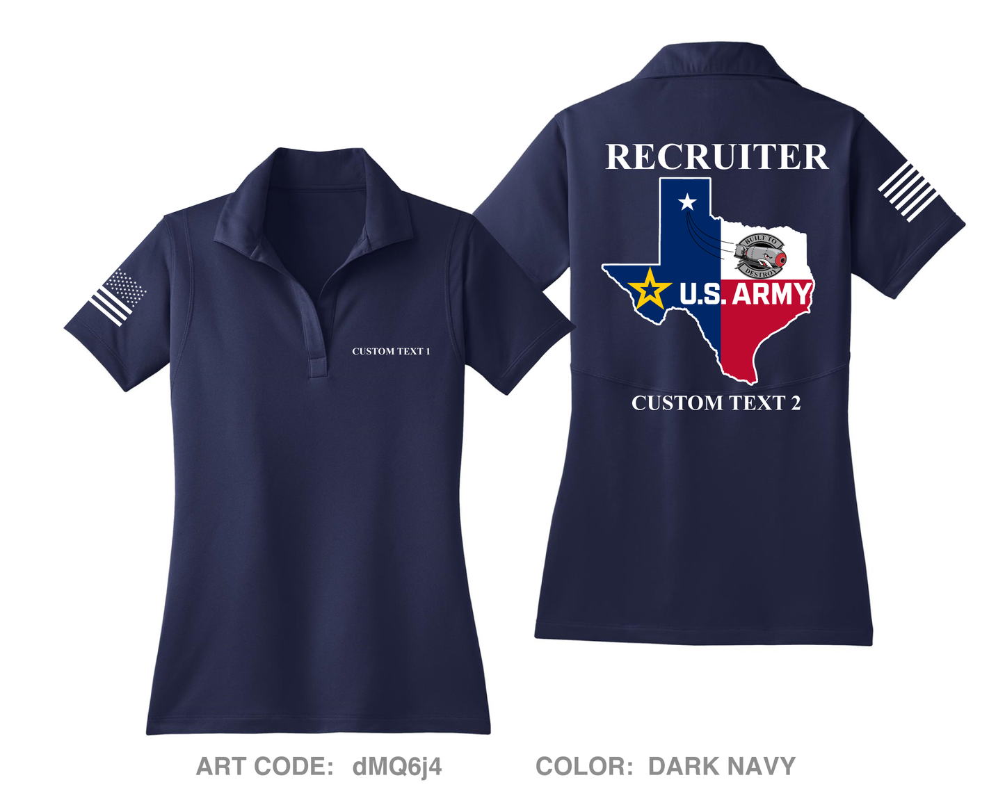 CUSTOM 4J1A Amarillo Recruiting Station Hi-Tech Performance Women's SS Polo - dMQ6j4