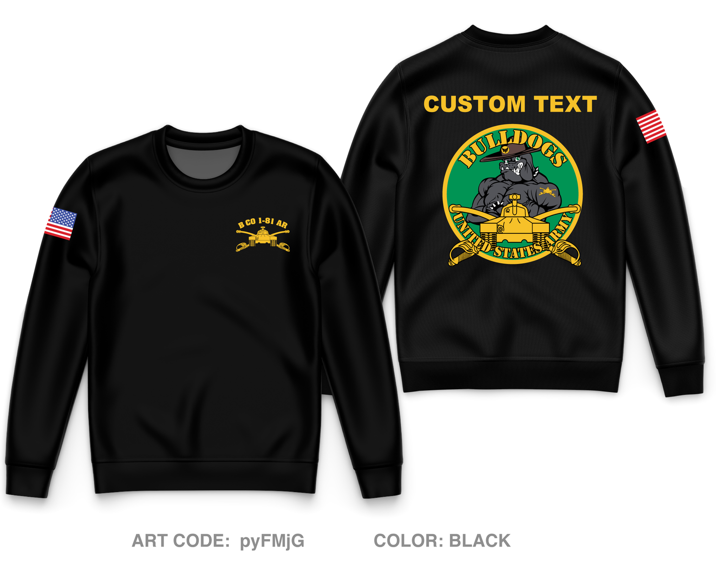 CUSTOM B Co, 1-81 AR BN, 194TH AR BDE Core Men's Crewneck Performance Sweatshirt - pyFMjG