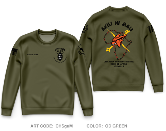 Custom Joint Intelligence Support Element, CJ-22, CJTF-HOA Core Men's Crewneck Performance Sweatshirt - CHSguM