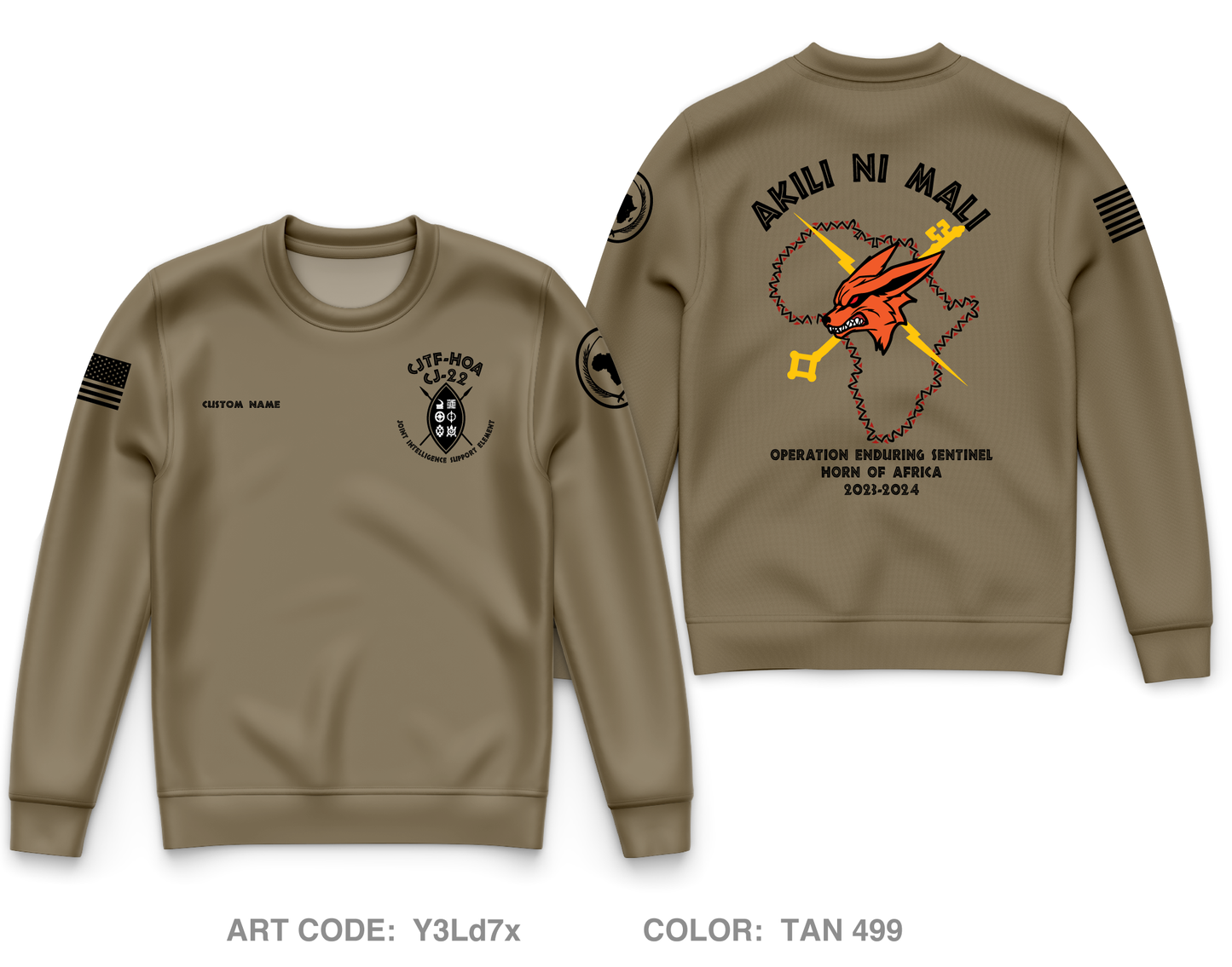 Custom Joint Intelligence Support Element, CJ-22, CJTF-HOA Core Men's Crewneck Performance Sweatshirt - Y3Ld7x