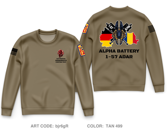 CUSTOM 1st platoon, Alpha battery, 1-57 ADAR Core Men's Crewneck Performance Sweatshirt - bjr6gR