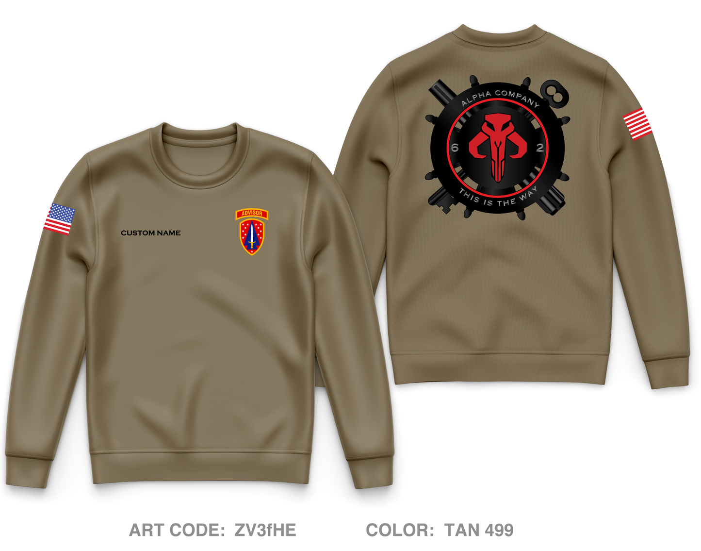 CUSTOM A Co, 6TH, 2ND Sfab Core Men's Crewneck Performance Sweatshirt - ZV3fHE