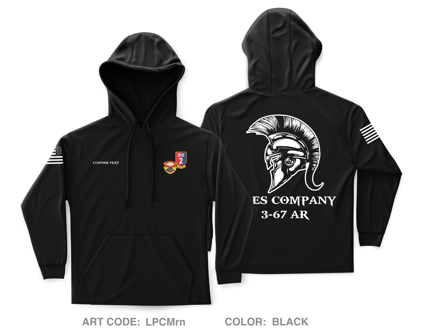 Custom A CO. 3-67 AR Core Men's Hooded Performance Sweatshirt - LPCMrn