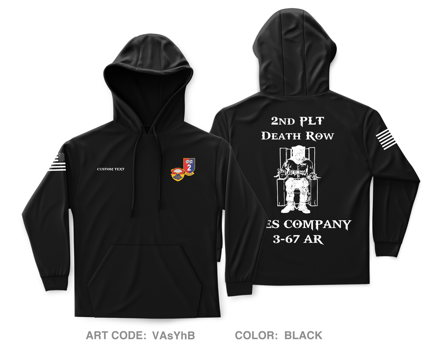 Custom A CO. 3-67 AR Core Men's Hooded Performance Sweatshirt - VAsYhB