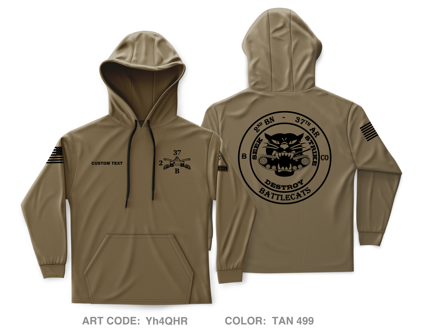 Custom Battlecat Co, 2-37 AR, 1|1 AD Core Men's Hooded Performance Sweatshirt - Yh4QHR