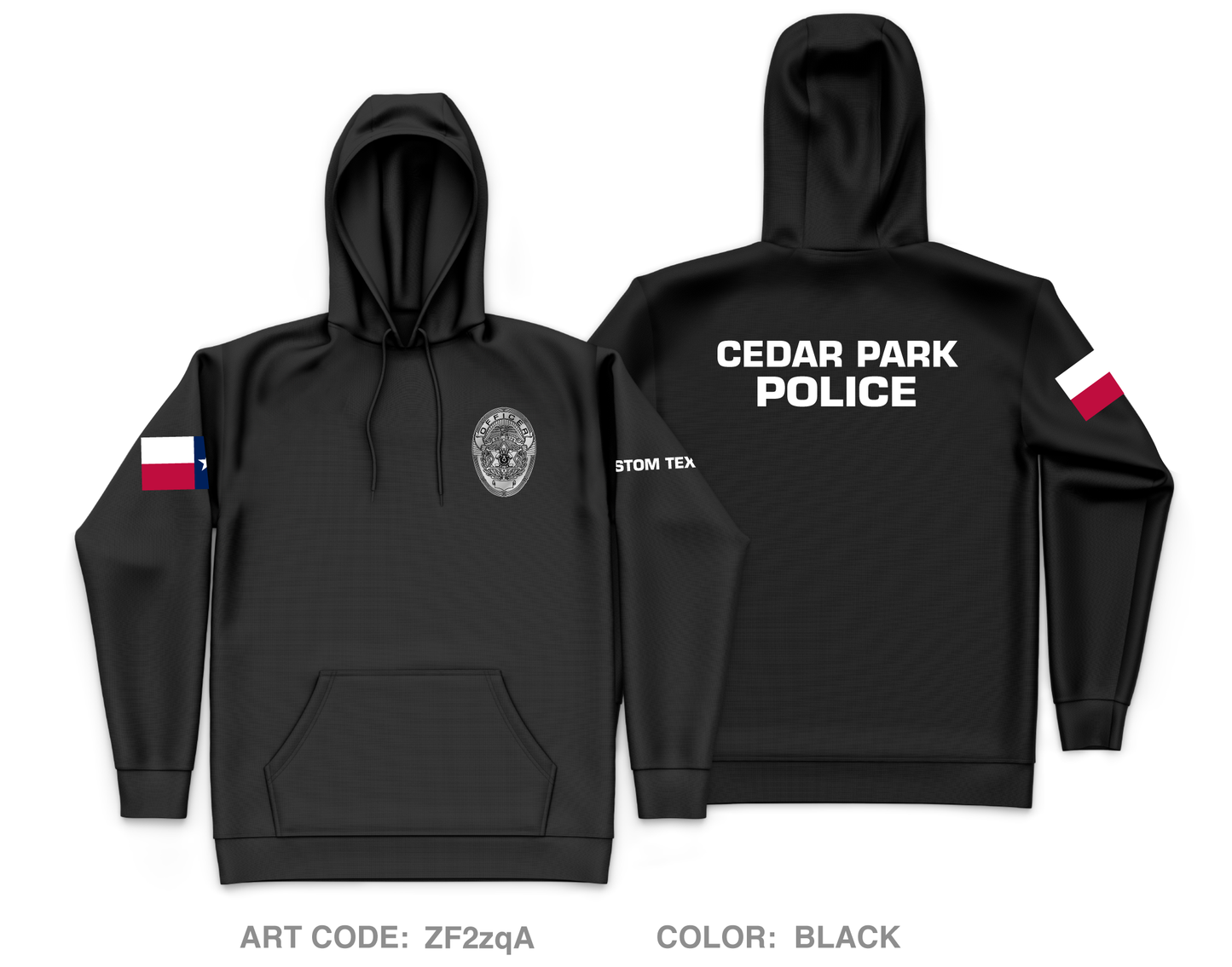 CUSTOM Cedar Park Police Department Core Men's Hooded Performance Sweatshirt - ZF2zqA