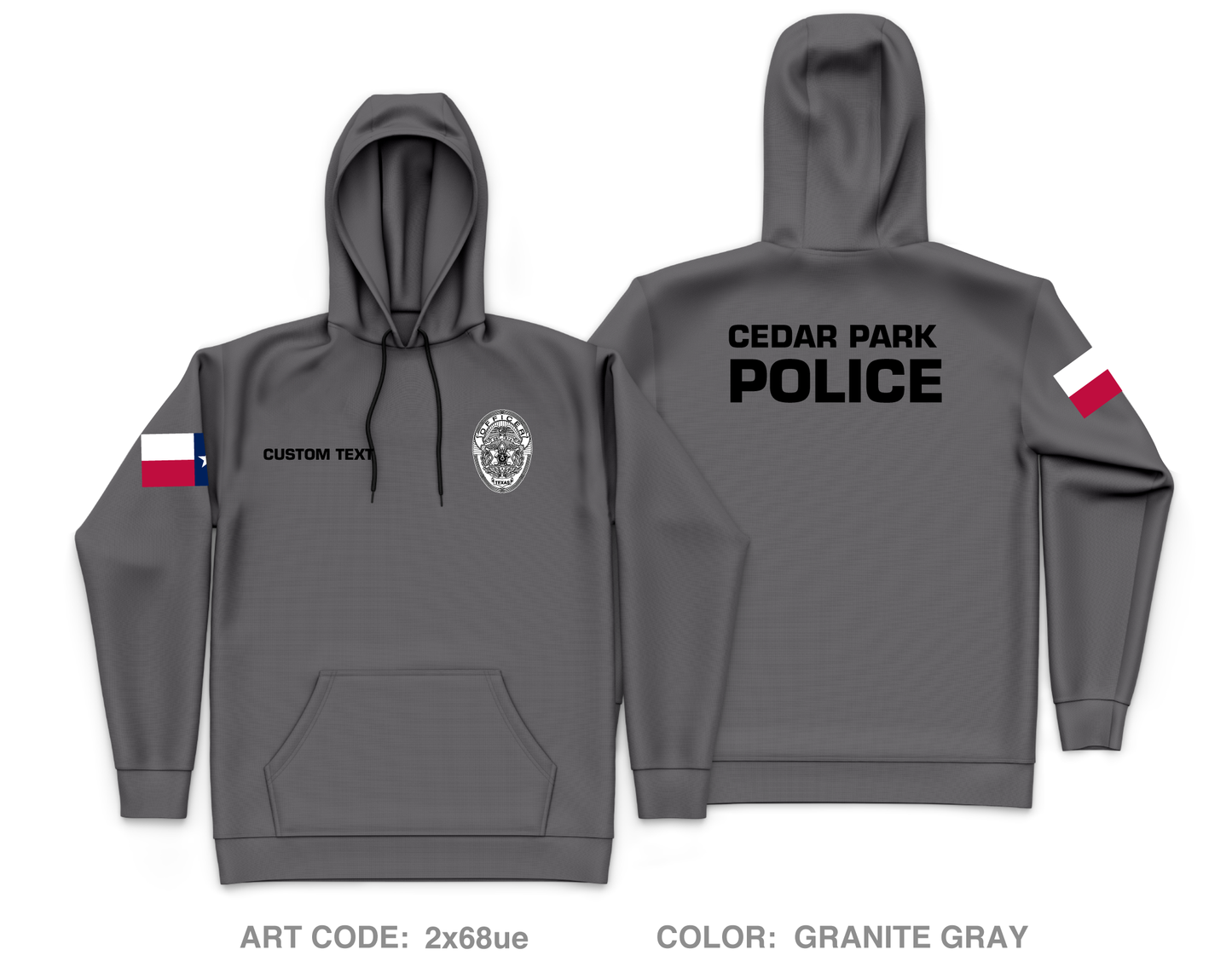 CUSTOM Cedar Park Police Department Core Men's Hooded Performance Sweatshirt - 2x68ue