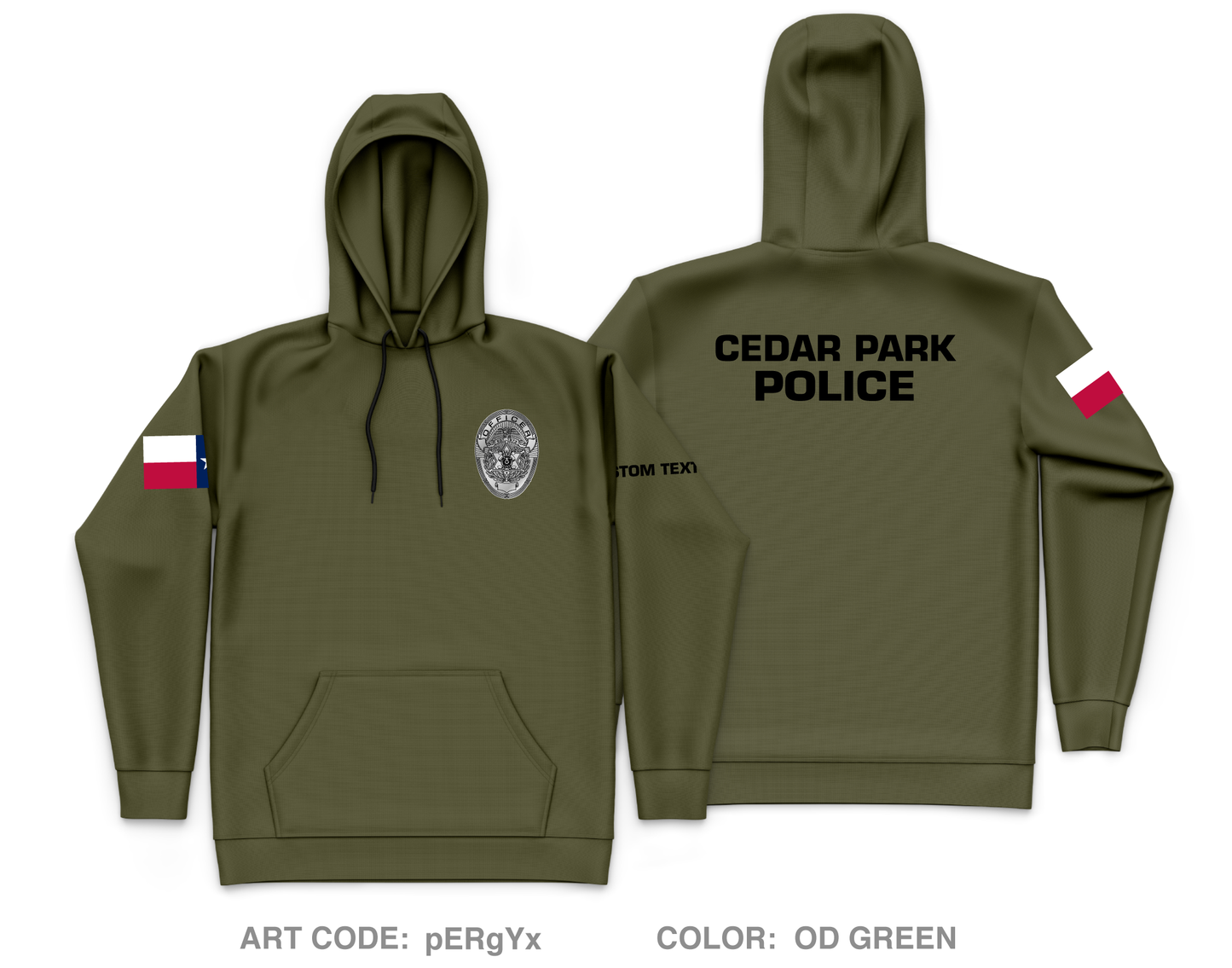 CUSTOM Cedar Park Police Department Core Men's Hooded Performance Sweatshirt - pERgYx