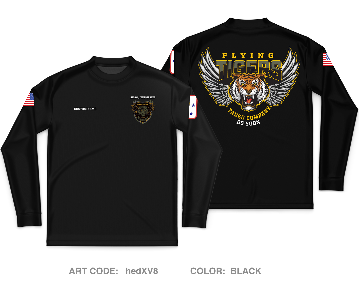 CUSTOM "Flying Tigers" 82nd Platoon, Tango Company, 266th QM BN Core Men's LS Performance Tee - hedXV8