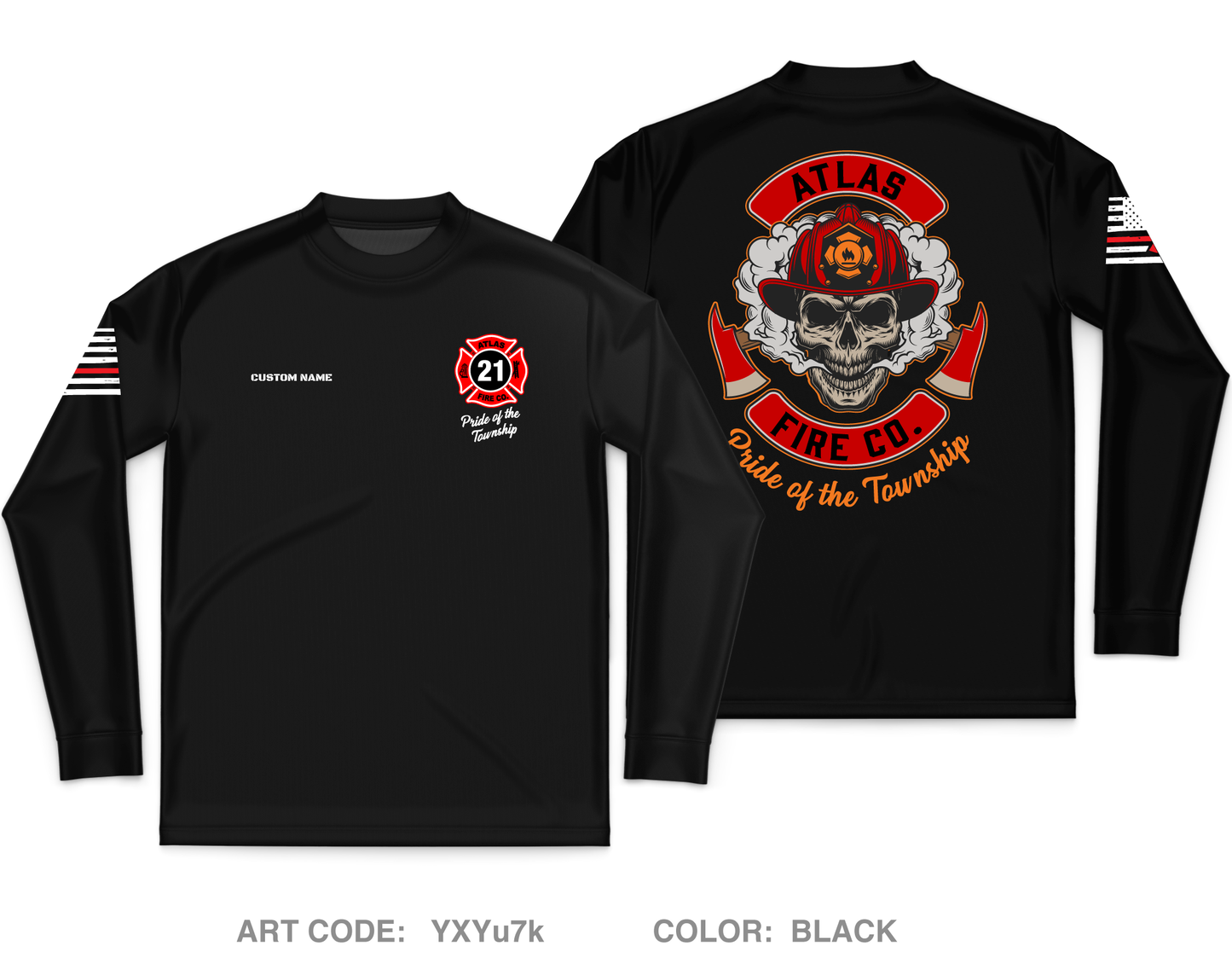 CUSTOM Atlas Fire Co. Core Men's LS Performance Tee - YXYu7k