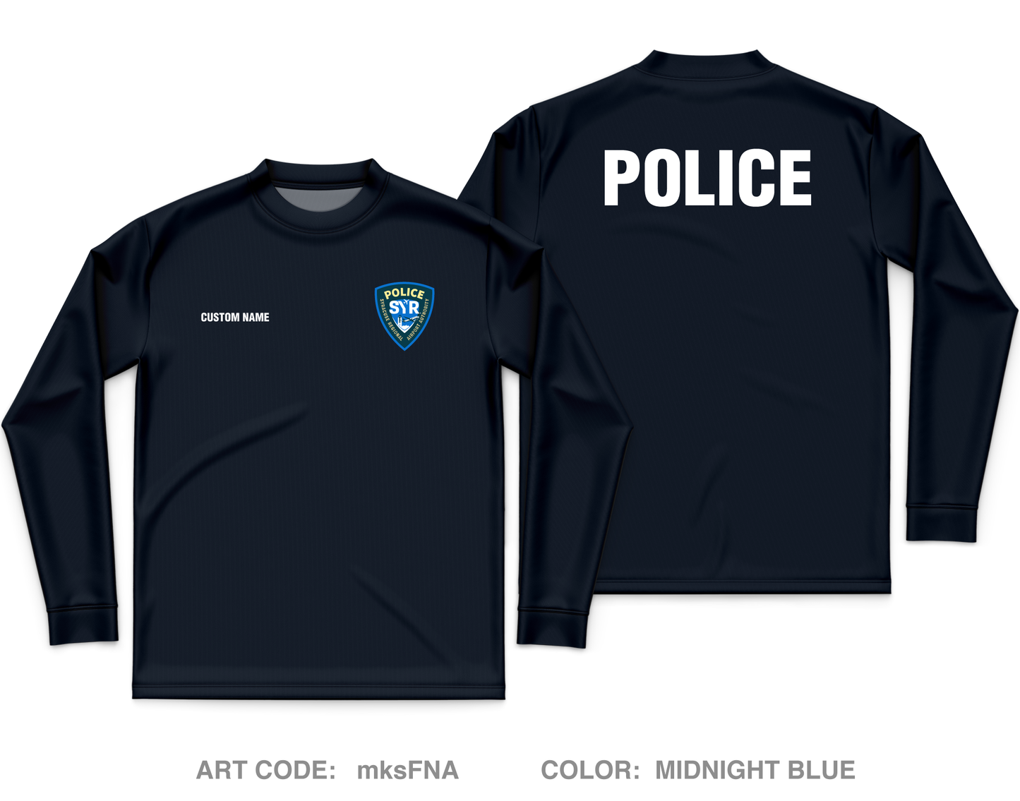 CUSTOM Syracuse Regional Airport Authority Police Department Core Men's LS Performance Tee - mksFNA