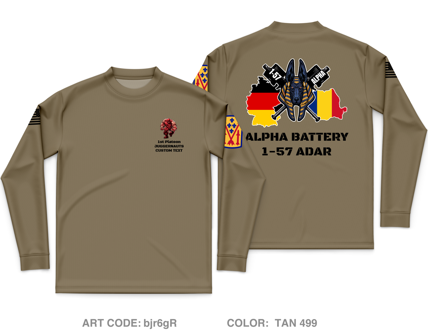 CUSTOM 1st platoon, Alpha battery, 1-57 ADAR Core Men's LS Performance Tee - bjr6gR