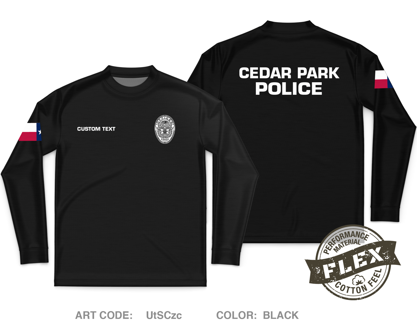 CUSTOM Cedar Park Police Department Core Men's LS Flex Performance Tee - UtSCzc