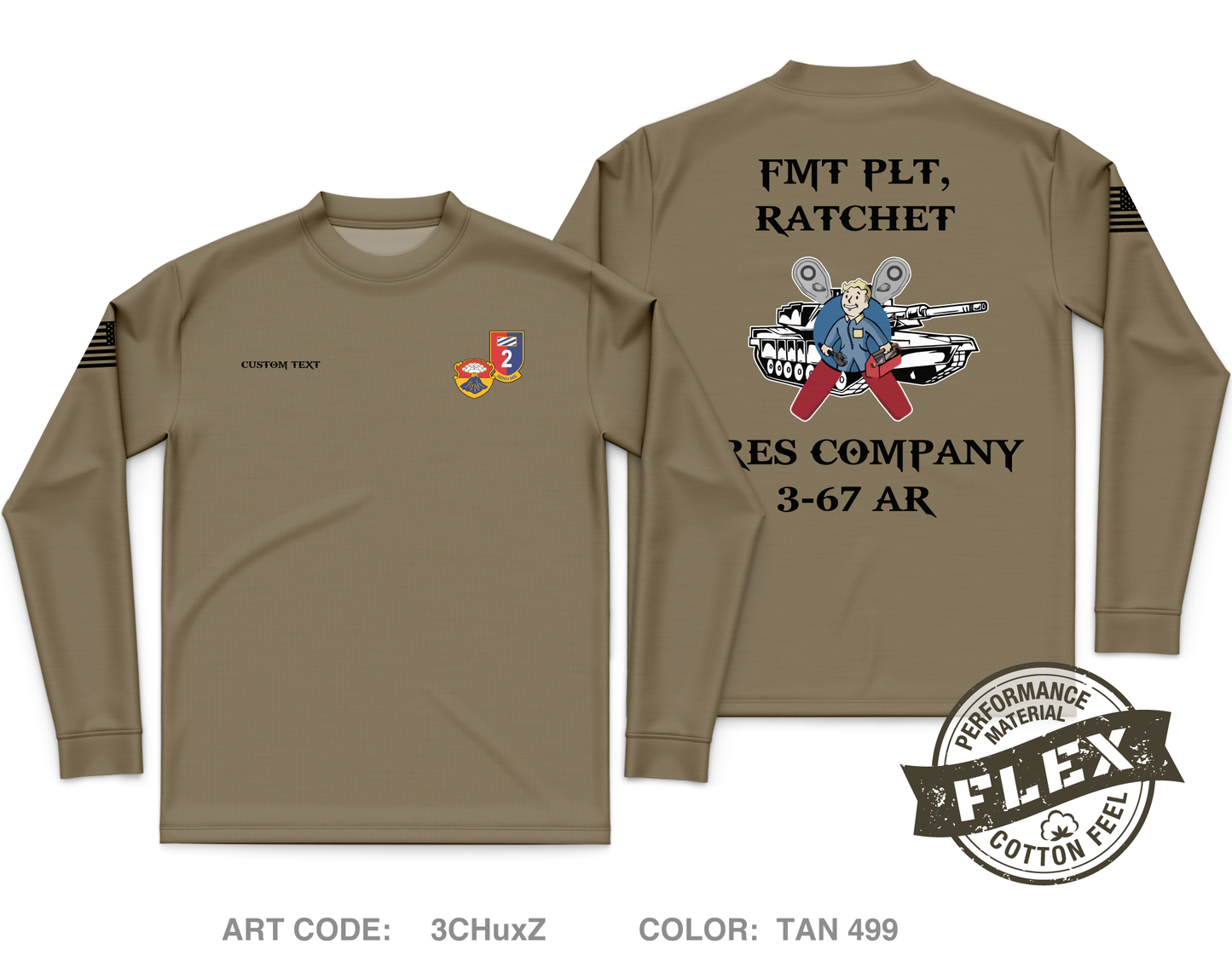 Custom A CO. 3-67 AR Core Men's LS Flex Performance Tee - 3CHuxZ