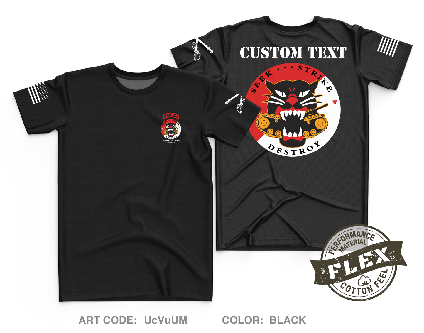 CUSTOM Destroyer Troop 2-15 CAV Core Men's SS Flex Performance Tee - UcVuUM