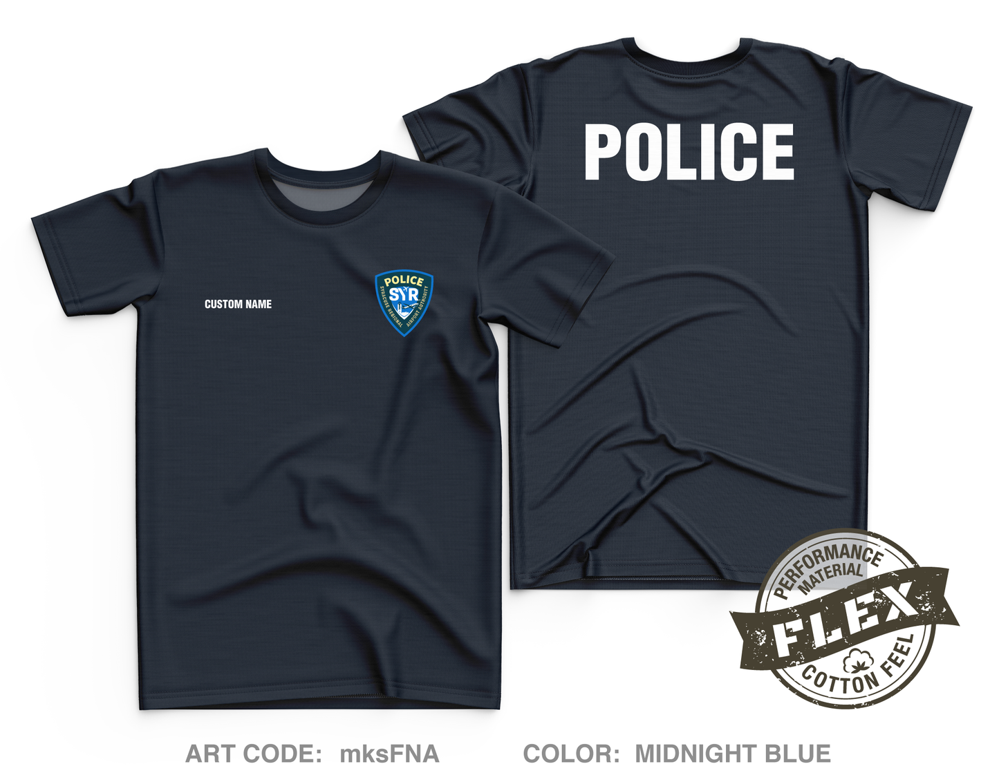 CUSTOM Syracuse Regional Airport Authority Police Department Core Men's SS Flex Performance Tee - mksFNA