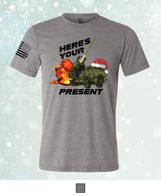 Emblem Holiday Series Comfort Unisex Triblend SS Tee - Here's Your Present