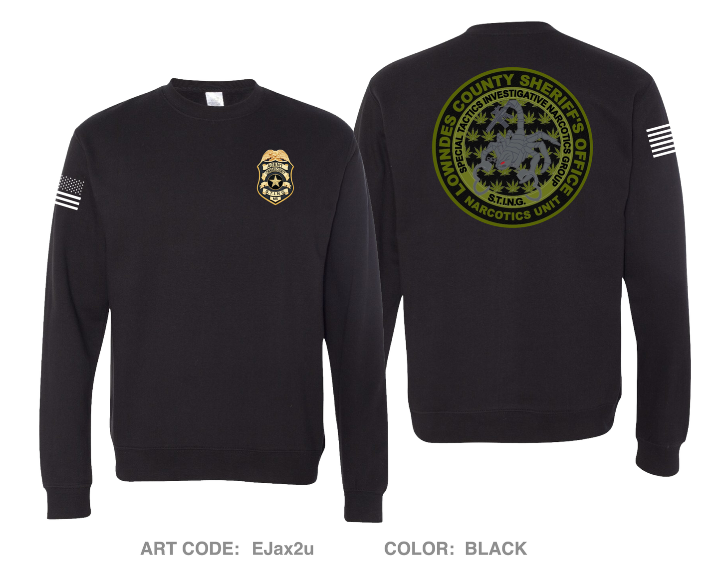 LOWNDES COUNTY NARCOTICS STING UNIT Comfort Unisex Crewneck Sweatshirt - EJAX2U