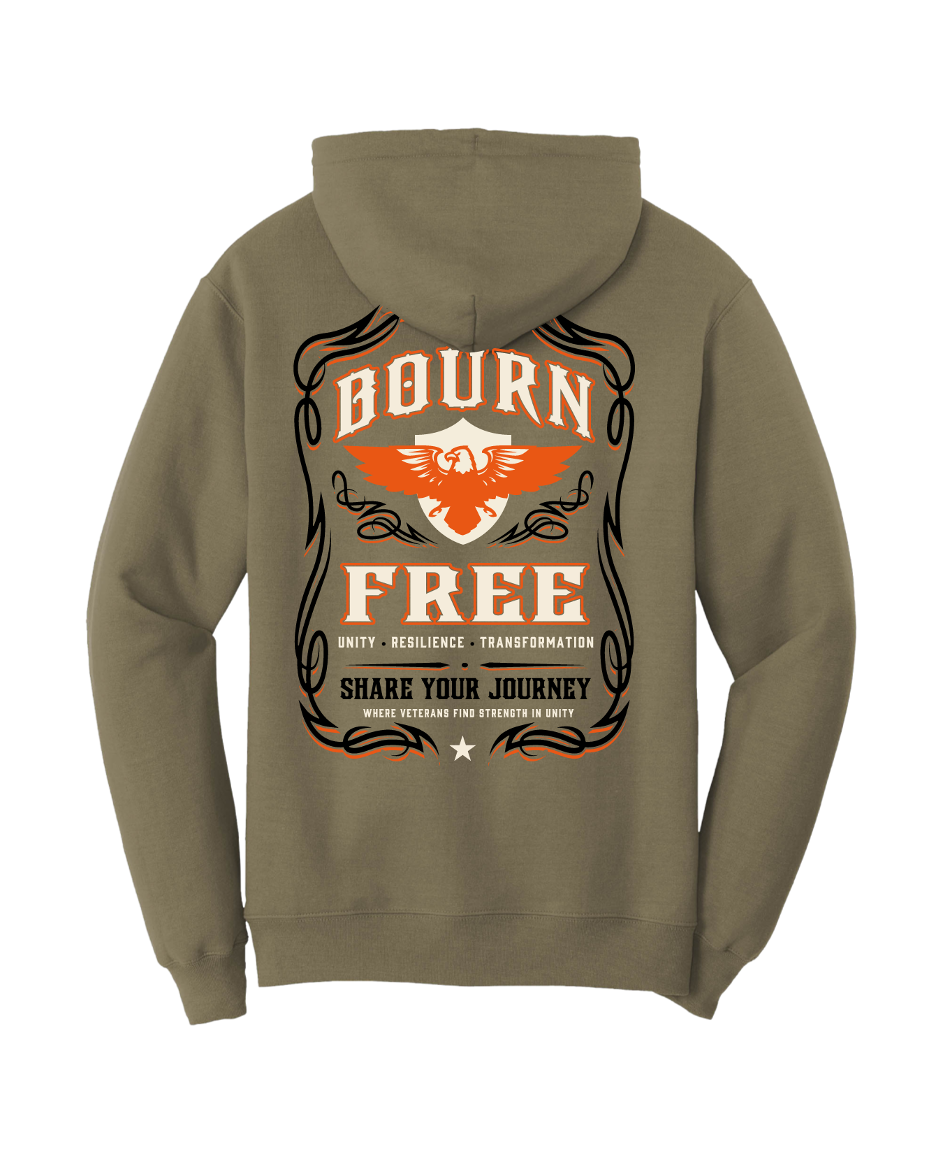 Bourn Free Comfort Unisex Hooded Sweatshirt - Unity.Resilience.Transformation