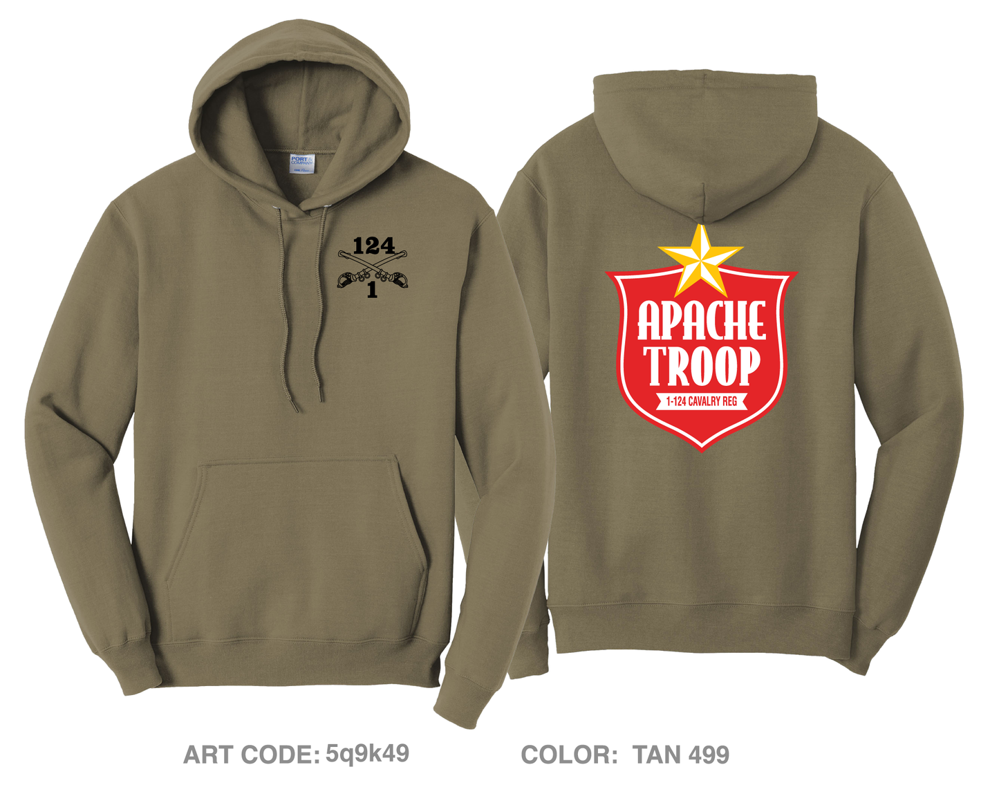 A Troop 1|124th Cavalry Reg Comfort Unisex Hooded Sweatshirt - 5q9k49