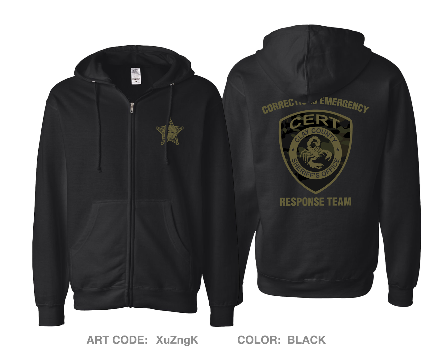 CERT Corrections Emergency Response Team Comfort Unisex Cotton Blend Full-Zip Hooded Sweatshirt - XuZngK