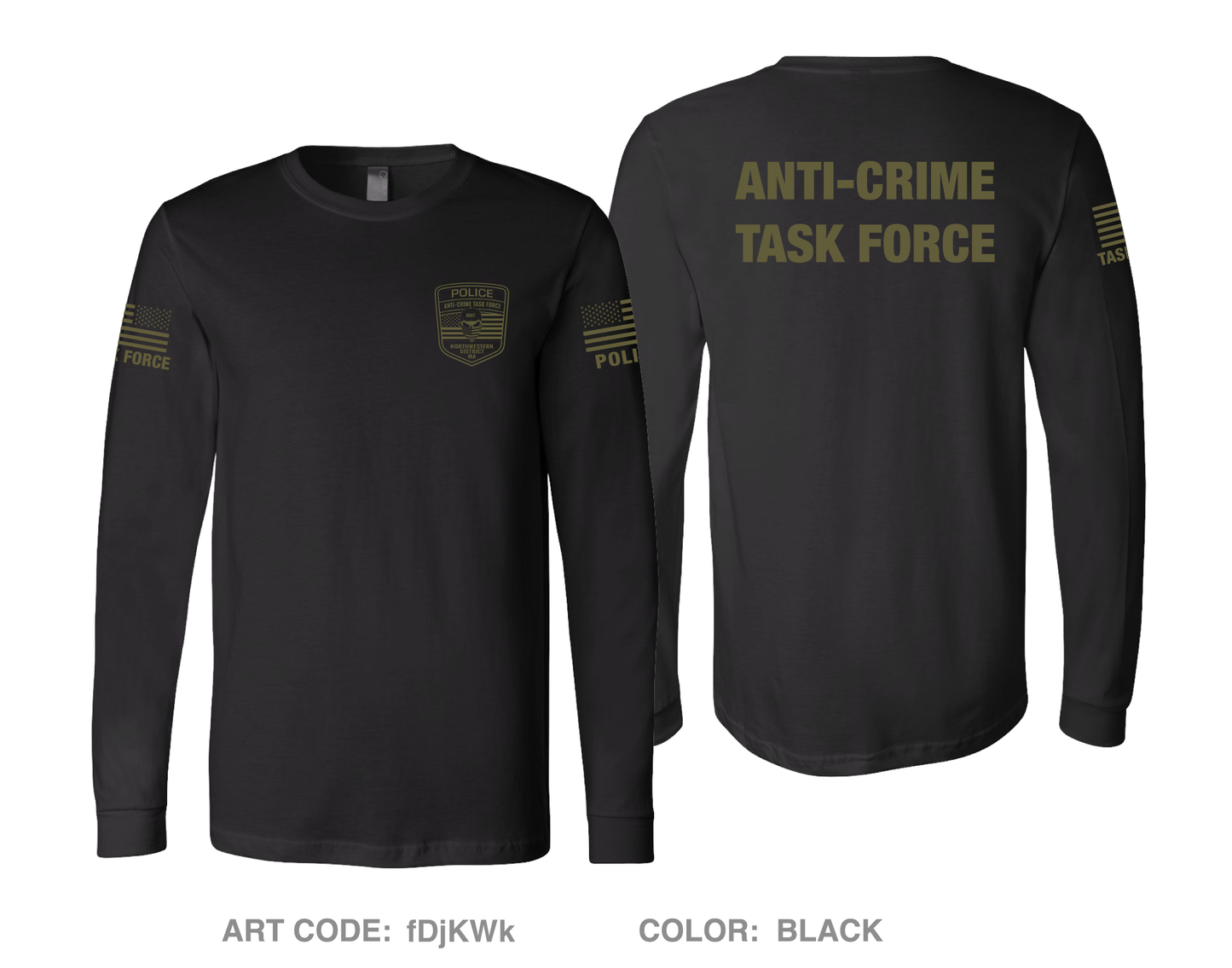 Northwestern District Anti-Crime Task Force Comfort Men's Cotton LS Tee - fDjKWk