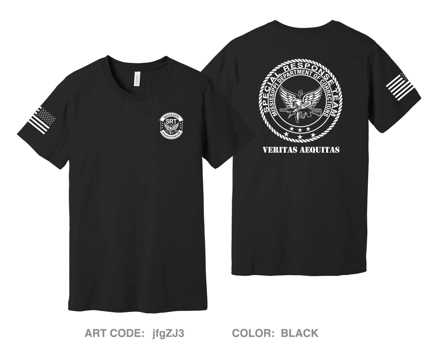 Mississippi Department of Corrections Special Response Team Comfort Unisex Cotton SS Tee - jfgZJ3