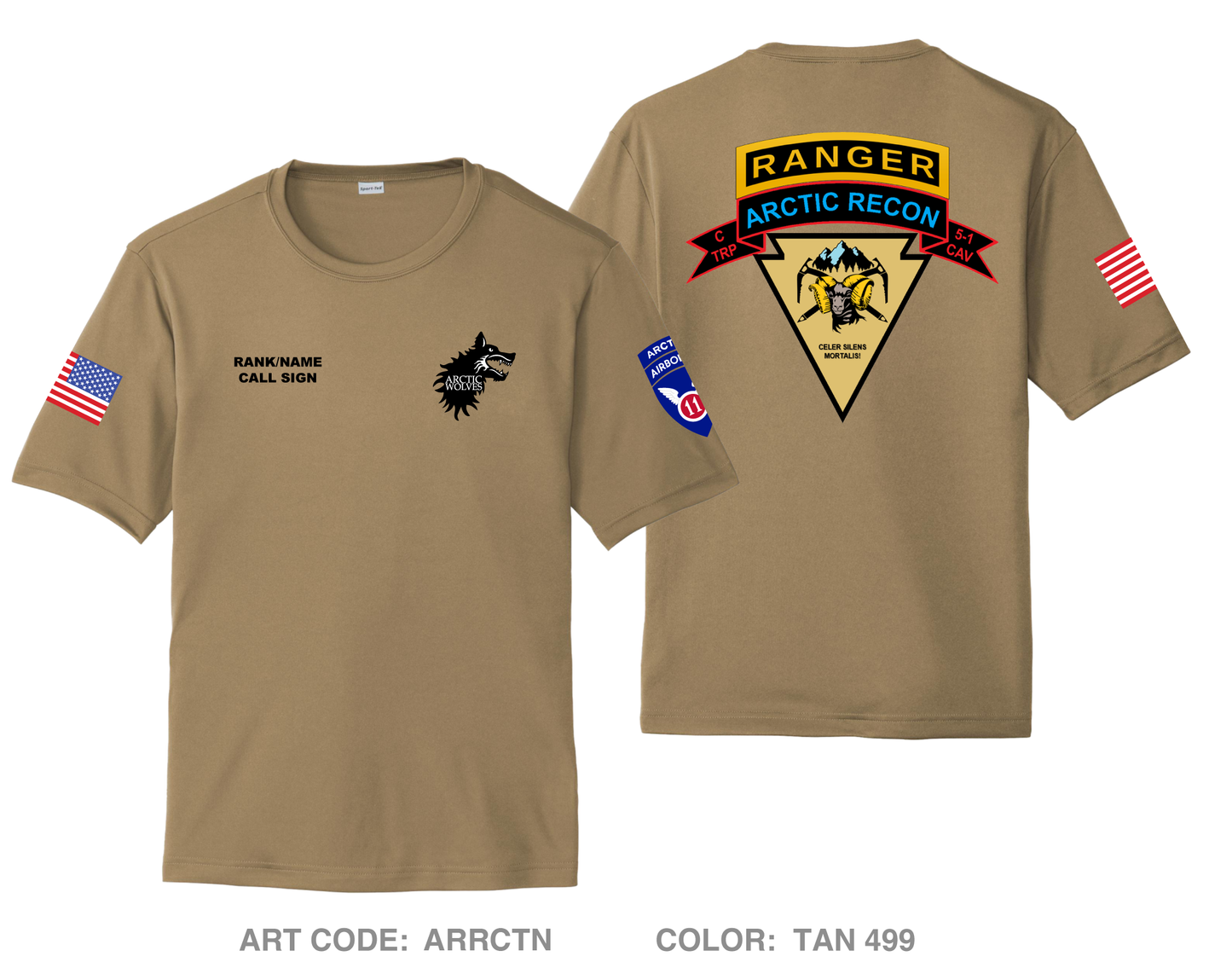 CUSTOM C-TROOP, 5-1 CAV Hi-Tech Performance Unisex SS Tee - ARRCTN