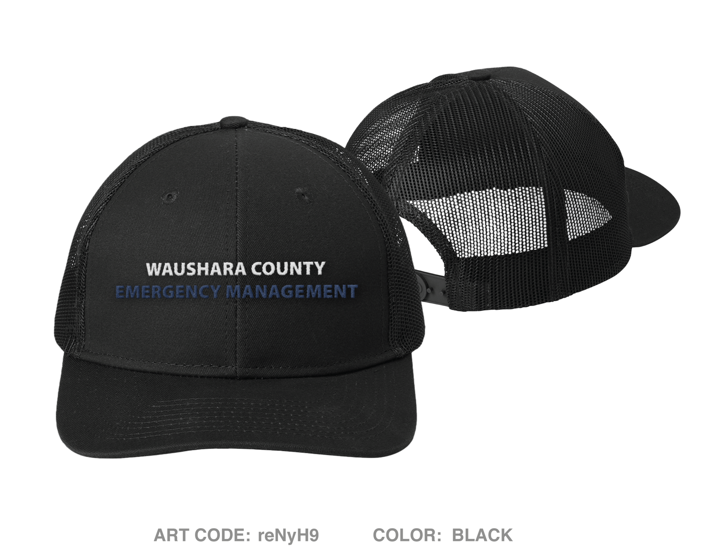 Waushara County Emergency Management Embroidered Snapback Trucker Cap - reNyH9