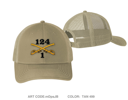 A Troop 1|124th Cavalry Reg Embroidered Snapback Trucker Cap - mDpsJB