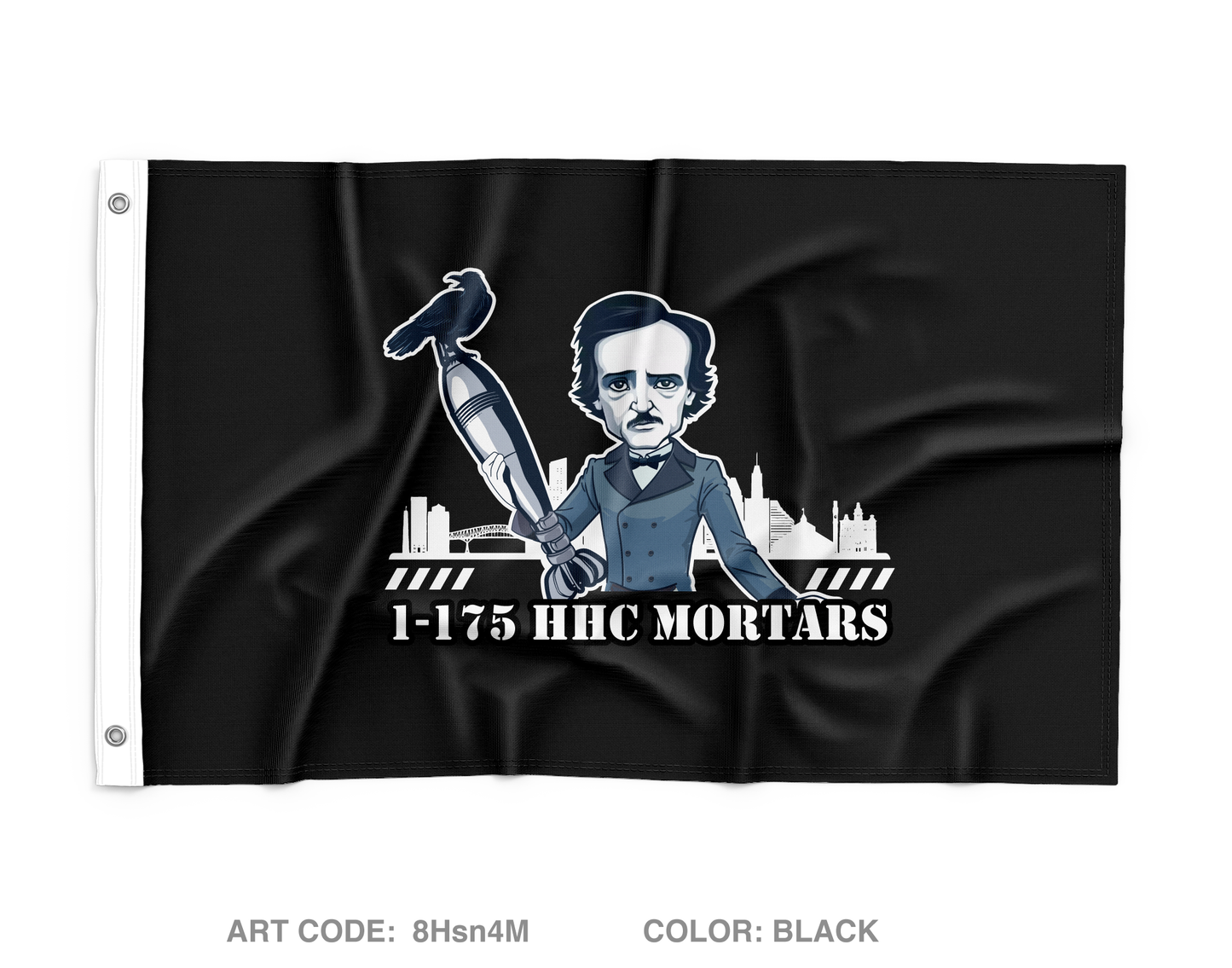 HHC Mortars, 1 BN, 175th INF REG Wall Flag - 8Hsn4M