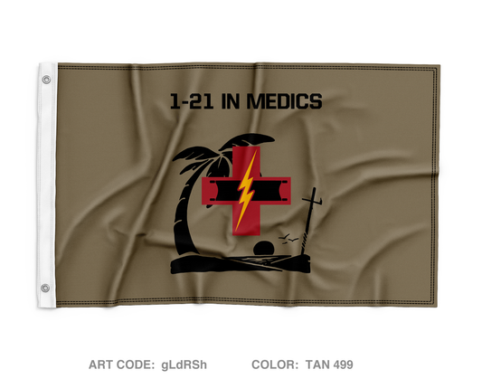 1-21 IN 25TH ID Medical Platoon Wall Flag - gLdRSh