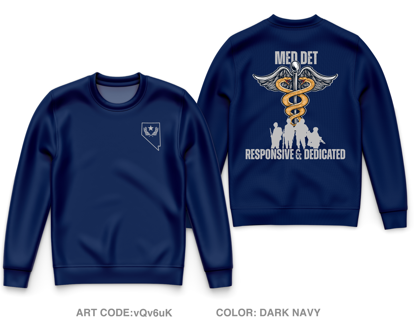 Nevada Army National Guard Medical Detachment Core Men's Crewneck Performance Sweatshirt - vQv6uK