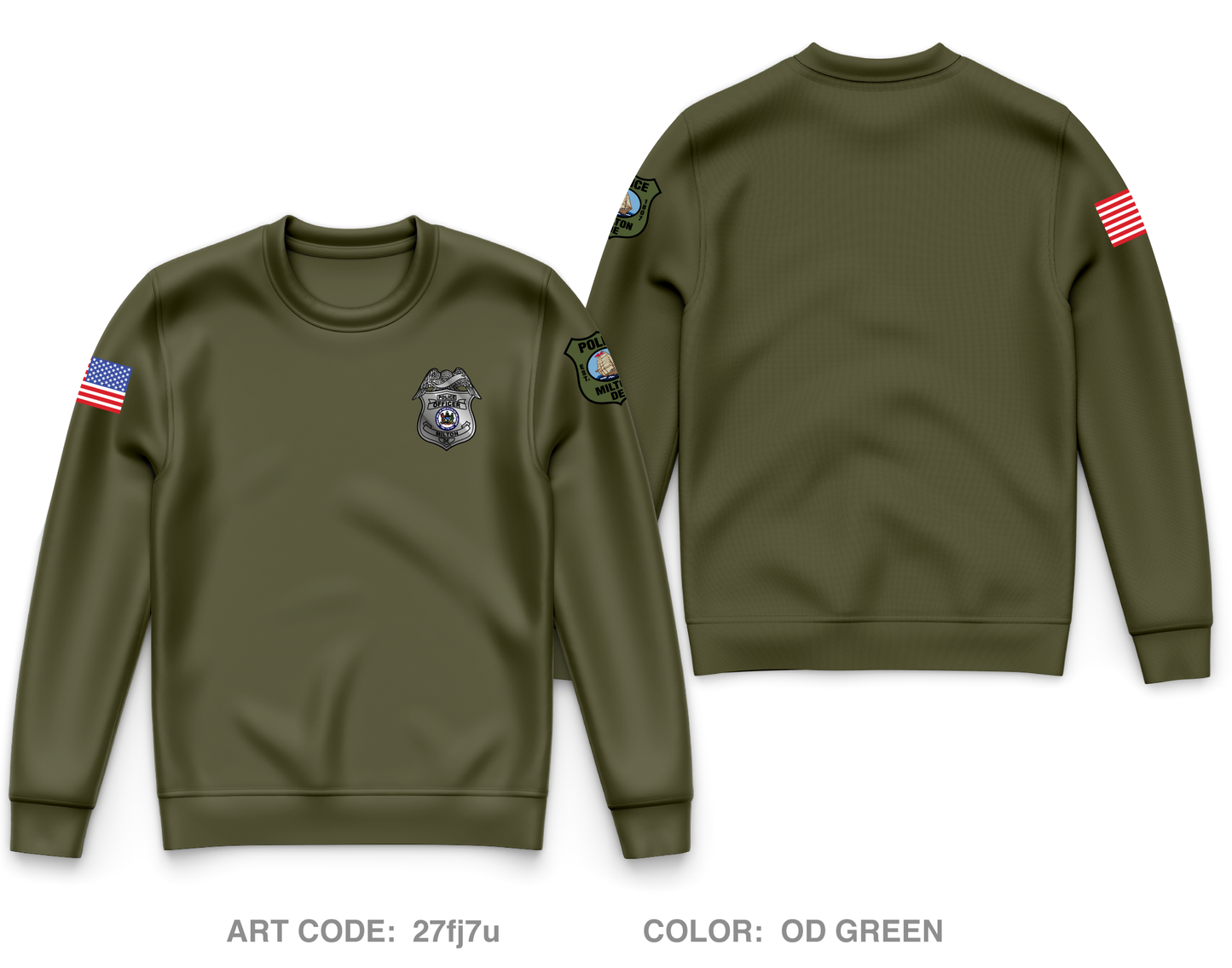 Milton Police Dept. Core Men's Crewneck Performance Sweatshirt - 27fj7u