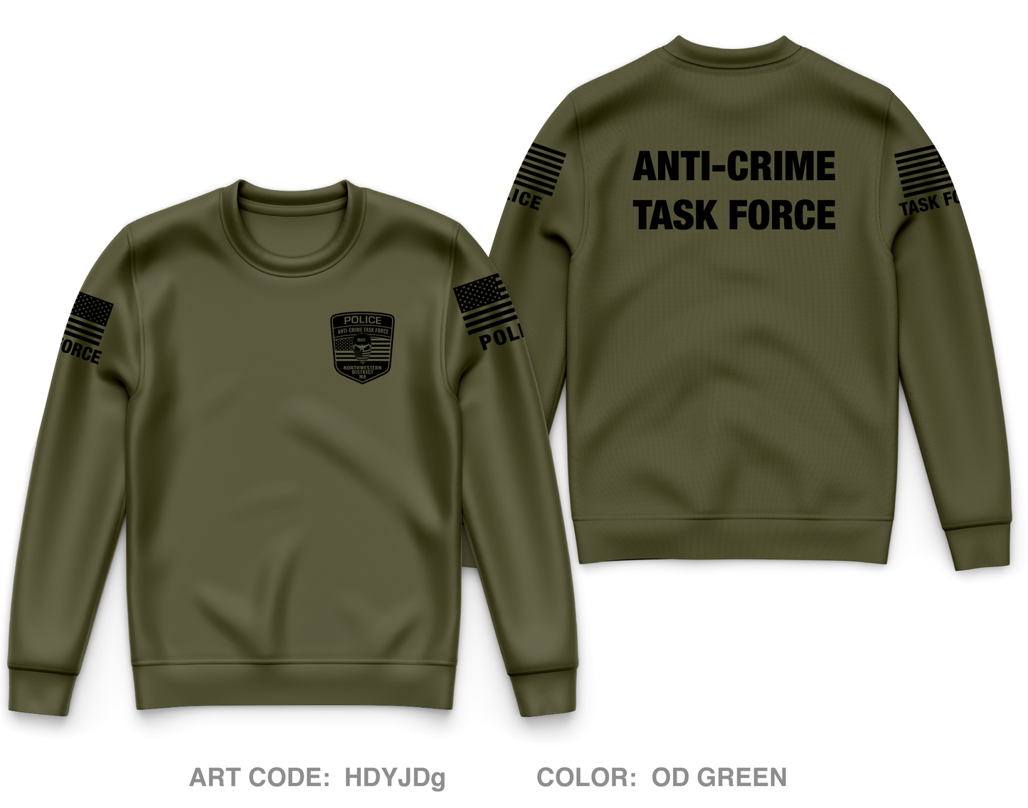 Northwestern District Anti-Crime Task Force Core Men's Crewneck Performance Sweatshirt - HDYJDg