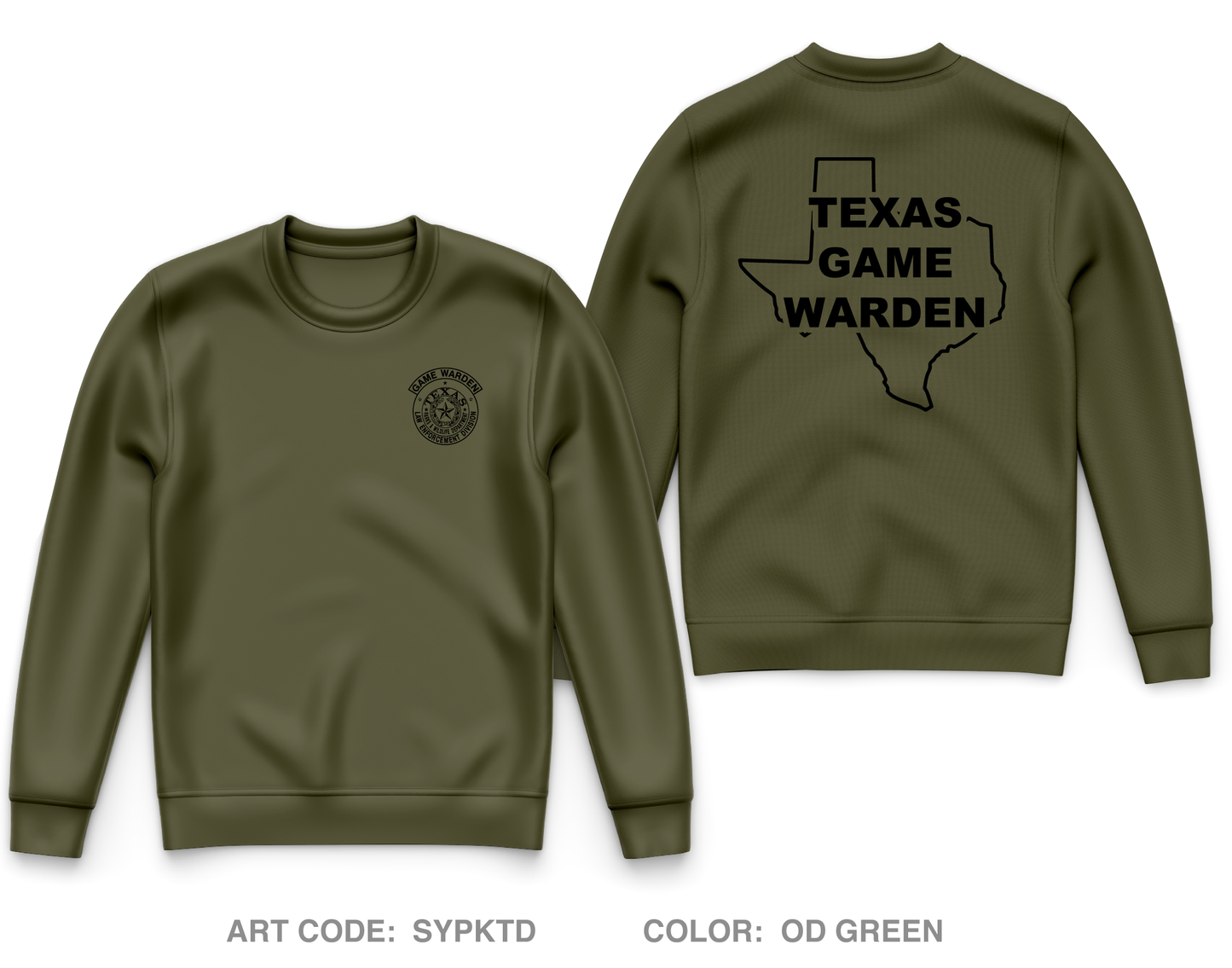 Texas Game Warden Core Men's Crewneck Performance Sweatshirt - SYPKTD