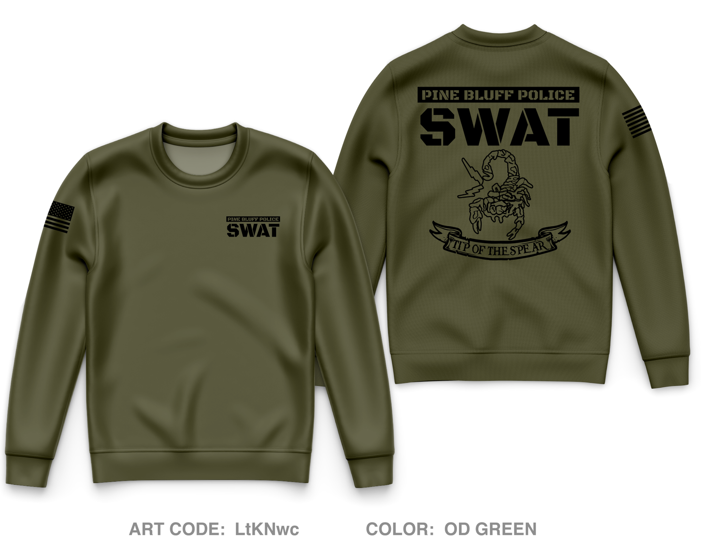 Pine Bluff Police SWAT Core Men's Crewneck Performance Sweatshirt - LtKNwc