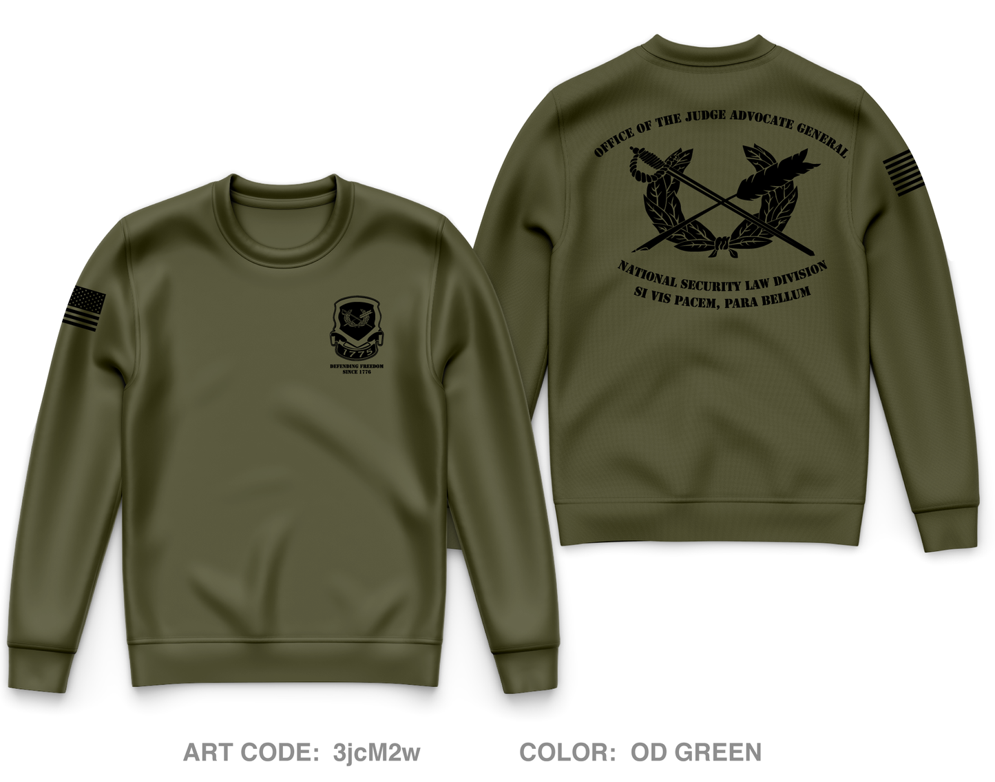 OTJAG NSLD (Office of the Judge Advocate General - National Security Law Division) Core Men's Crewneck Performance Sweatshirt - 3JCM2W