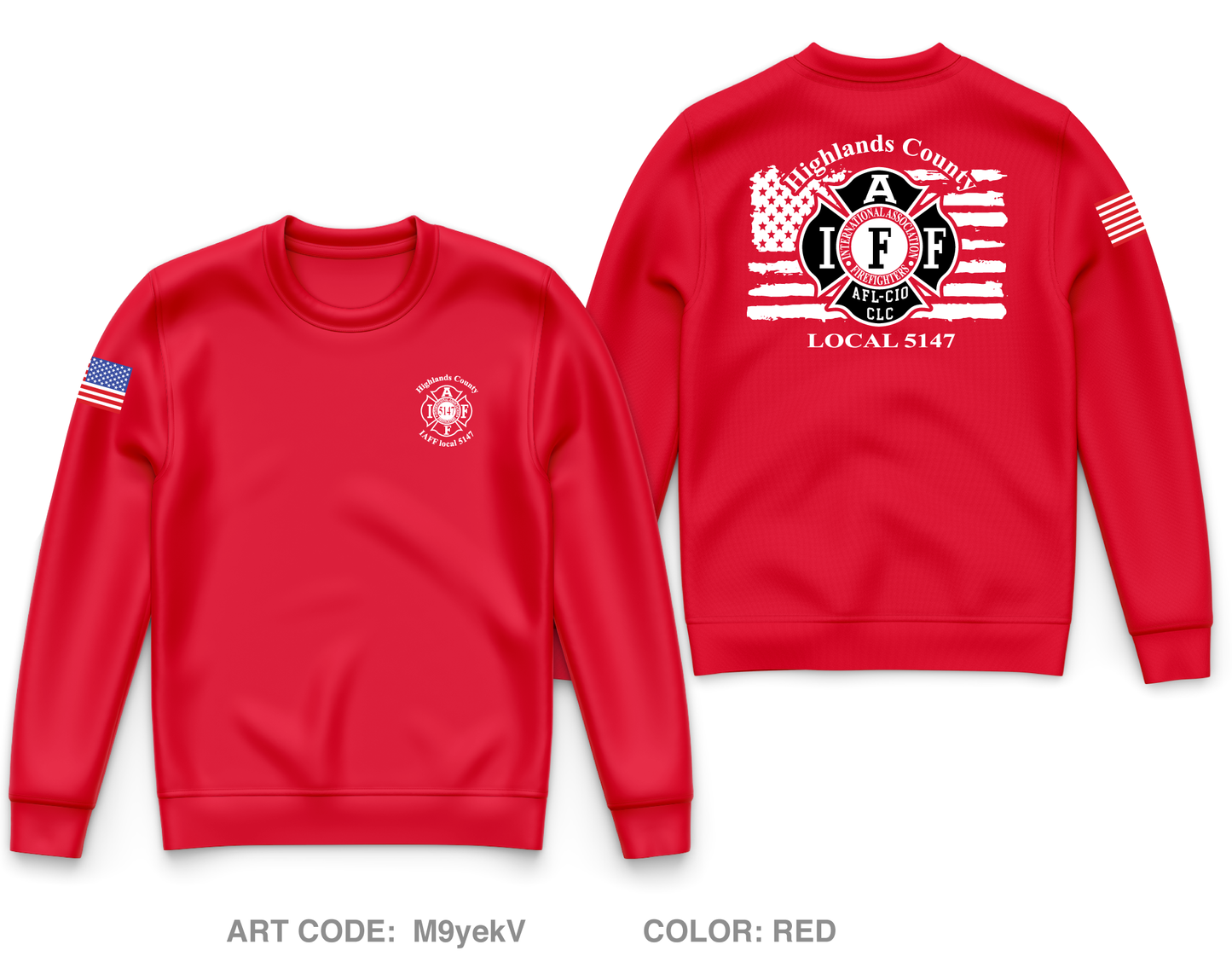 Highlands County Professional EMS & Firefighters Local 5147 Core Men's Crewneck Performance Sweatshirt - M9yekV