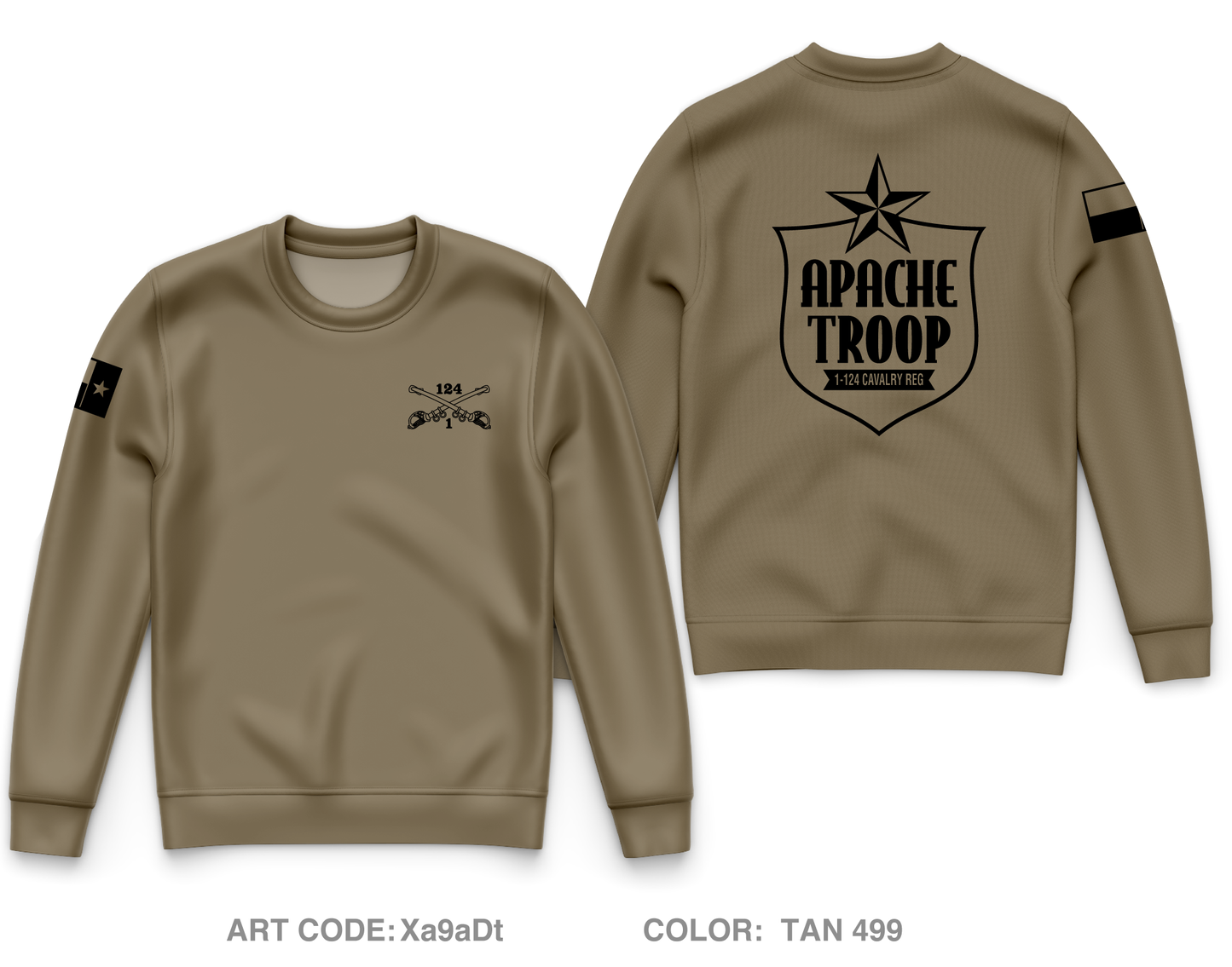 A Troop 1|124th Cavalry Reg Core Men's Crewneck Performance Sweatshirt - Xa9aDt