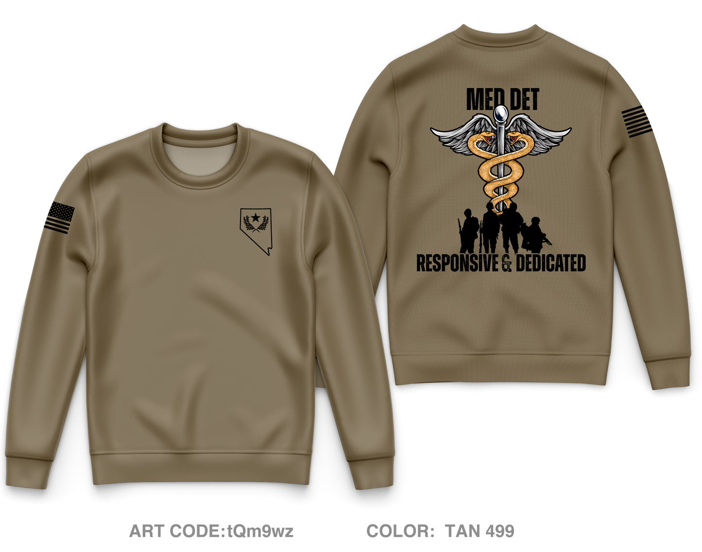 Nevada Army National Guard Medical Detachment Core Men's Crewneck Performance Sweatshirt - tQm9wz