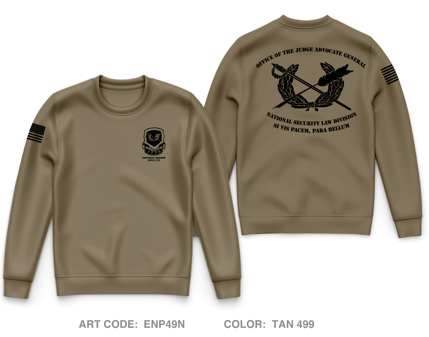 OTJAG NSLD (Office of the Judge Advocate General - National Security Law Division) Core Men's Crewneck Performance Sweatshirt - ENP49N