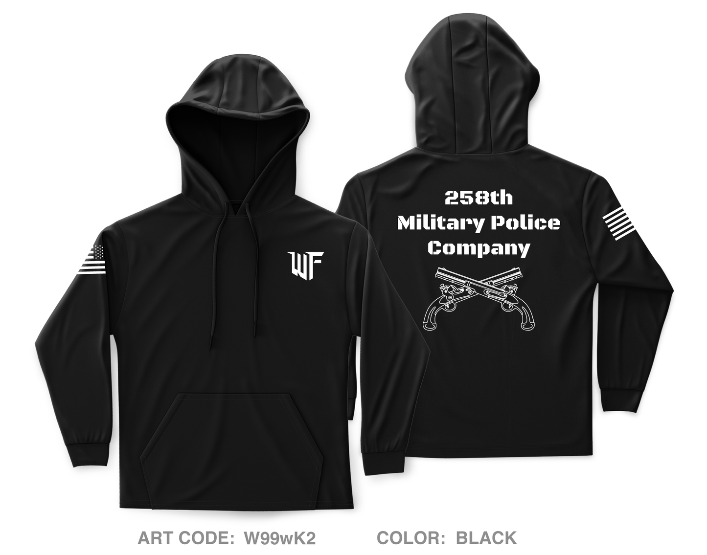 258 Military Police Company Core Men's Hooded Performance Sweatshirt - W99wK2