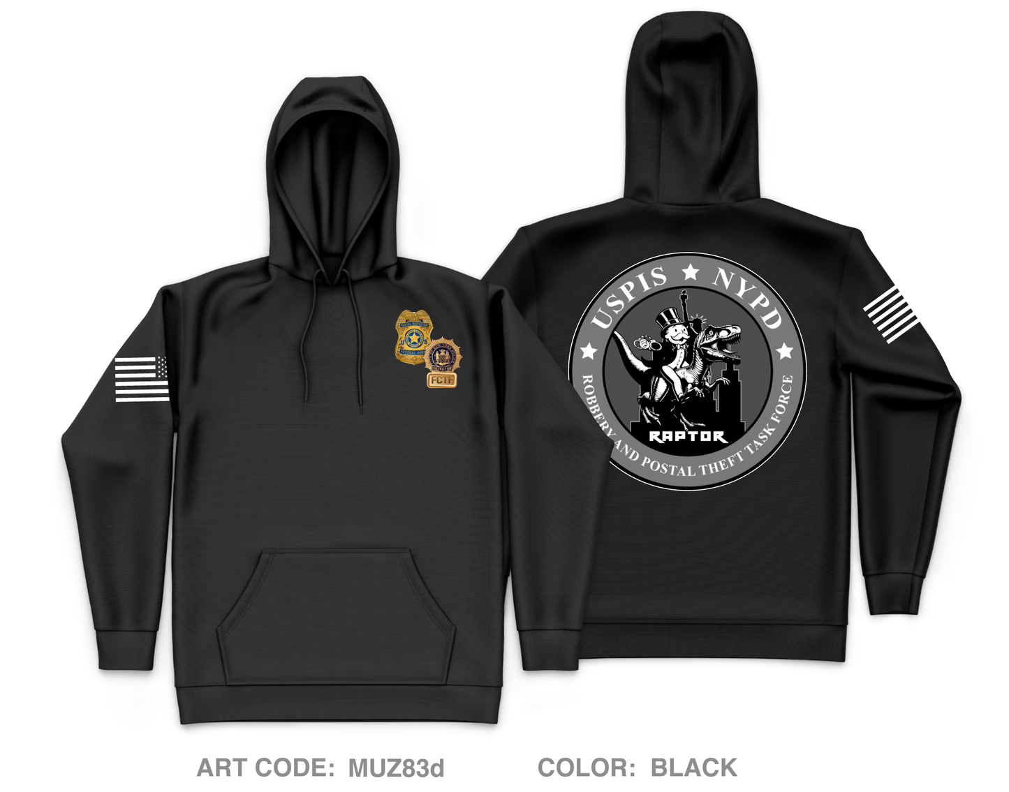 USPIS|NYPD RAPTOR Task Force Core Men's Hooded Performance Sweatshirt - MUZ83d